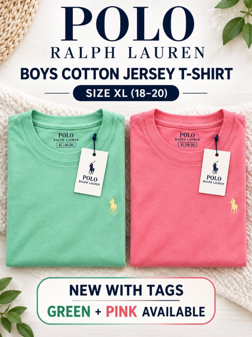 💙 Polo Ralph Lauren Boys Cotton Jersey Crewneck T-Shirt – Brand New With Tags